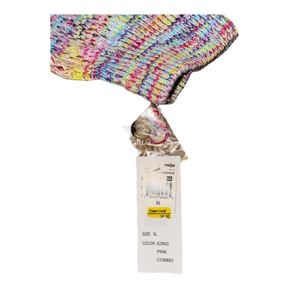 Design 365 Pink, Blue & Yellow 3/4 Balloon Sleeve Cardigan Sweater Women's XL - Picture 10 of 13